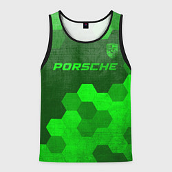 Майка-безрукавка мужская Porsche - green gradient посередине, цвет: 3D-черный