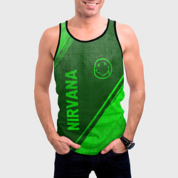 Майка-безрукавка мужская Nirvana - green gradient вертикально, цвет: 3D-черный — фото 2