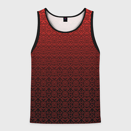 Мужская майка без рукавов Тёмно-красный цветочный орнамент градиент / 3D-Черный – фото 1