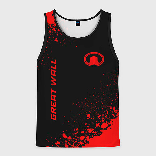 Мужская майка без рукавов Great Wall - red gradient вертикально / 3D-Черный – фото 1