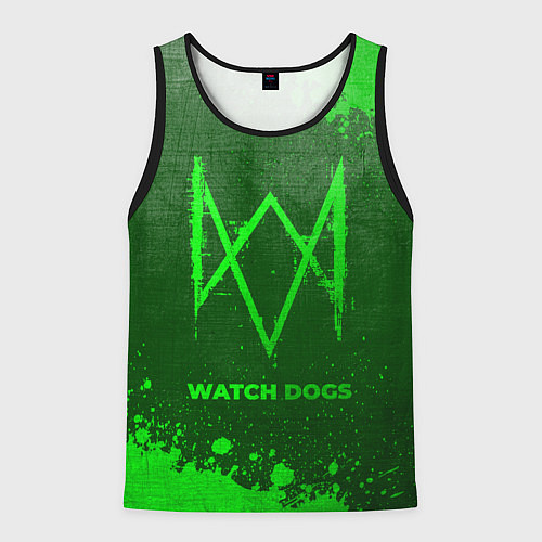 Мужская майка без рукавов Watch Dogs - green gradient / 3D-Черный – фото 1