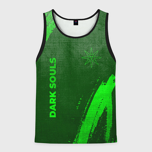 Мужская майка без рукавов Dark Souls - green gradient вертикально / 3D-Черный – фото 1