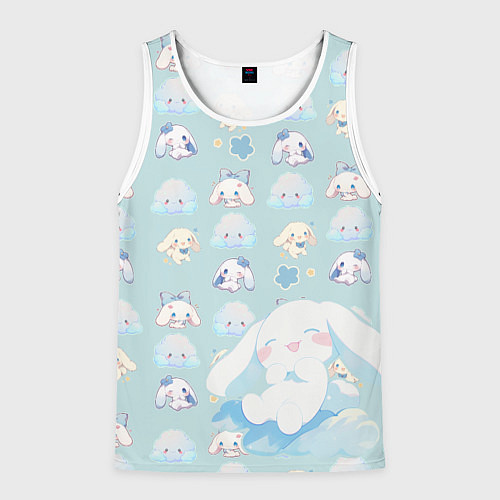 Мужская майка без рукавов Нежные зайки / 3D-Белый – фото 1