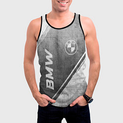Майка-безрукавка мужская BMW - grey gradient вертикально, цвет: 3D-черный — фото 2