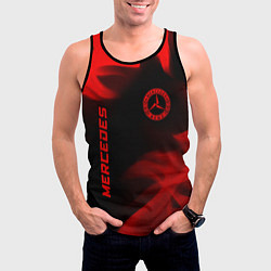 Майка-безрукавка мужская Mercedes - red gradient вертикально, цвет: 3D-черный — фото 2