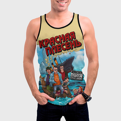 Мужская майка без рукавов Красная Плесень - Бульбец Титанику / 3D-Черный – фото 3