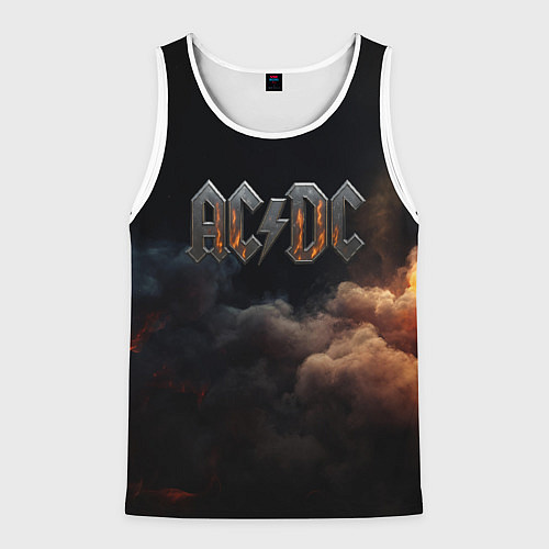 Мужская майка без рукавов ACDC металлический лого / 3D-Белый – фото 1