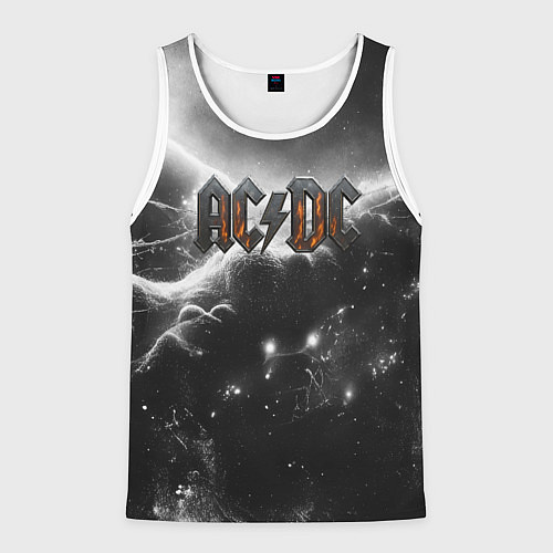 Мужская майка без рукавов ACDC металлический лого черно-белая текстура / 3D-Белый – фото 1