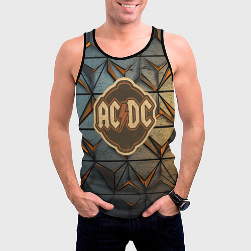 Мужская майка без рукавов ACDC винтажный логотип / 3D-Черный – фото 3