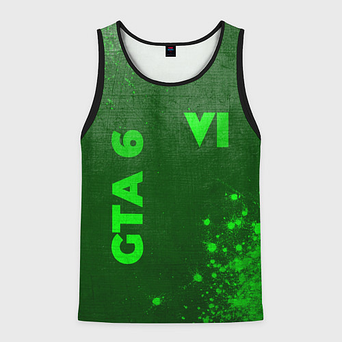 Мужская майка без рукавов GTA 6 - green gradient вертикально / 3D-Черный – фото 1