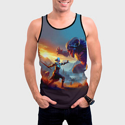 Майка-безрукавка мужская Битва Цири с монстром - Ведьмак 4, цвет: 3D-черный — фото 2
