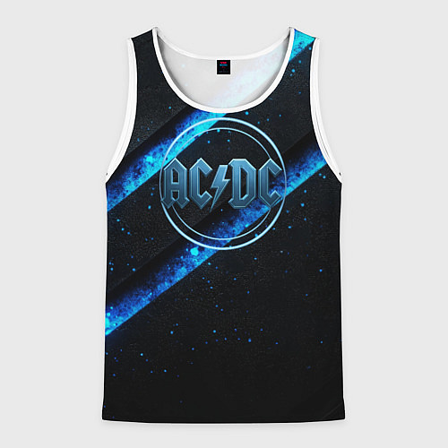 Мужская майка без рукавов ACDC черно-синяя текстура / 3D-Белый – фото 1