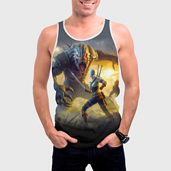 Майка-безрукавка мужская Ciri vs dark monster - Witcher 4, цвет: 3D-белый — фото 2