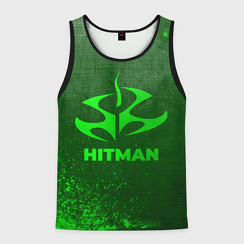 Мужская майка без рукавов Hitman - green gradient / 3D-Черный – фото 1