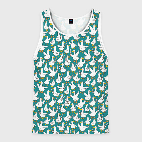 Мужская майка без рукавов Злой гусь узор / 3D-Белый – фото 1
