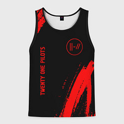 Майка-безрукавка мужская Twenty One Pilots - red gradient вертикально, цвет: 3D-черный