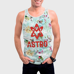 Майка-безрукавка мужская Astro логотип на фоне цветов, цвет: 3D-белый — фото 2