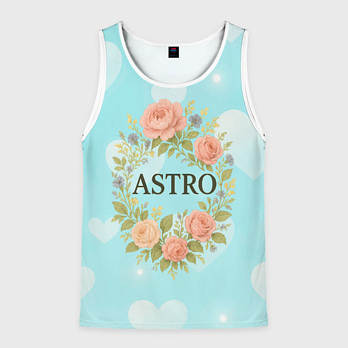 Мужская майка без рукавов Astro логотип в цветочном венке / 3D-Белый – фото 1