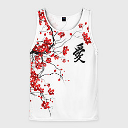 Мужская майка без рукавов Сакура с иероглифом Любовь