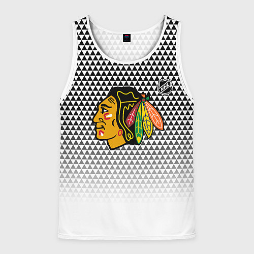 Мужская майка без рукавов Чикаго Блэкхокс - геометрический паттерн с градиен / 3D-Белый – фото 1
