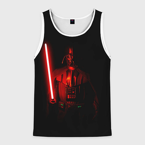 Мужская майка без рукавов Вейдер в темноте с мечом / 3D-Белый – фото 1