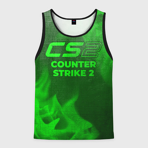 Мужская майка без рукавов Counter Strike 2 - green gradient / 3D-Черный – фото 1