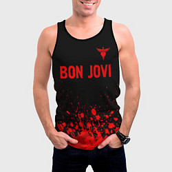Майка-безрукавка мужская Bon Jovi - red gradient посередине, цвет: 3D-черный — фото 2