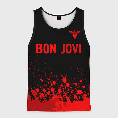 Мужская майка без рукавов Bon Jovi - red gradient посередине / 3D-Черный – фото 1
