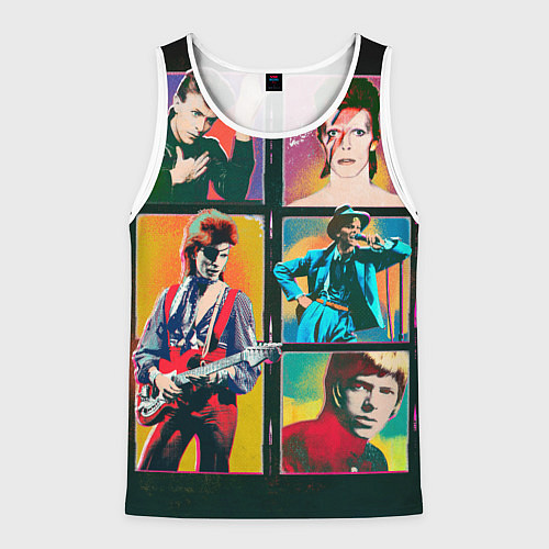 Мужская майка без рукавов David Bowie vintage collage / 3D-Белый – фото 1