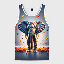 Мужская майка без рукавов Геометрический слон и цветные полигоны