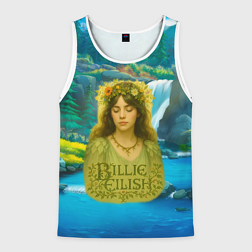 Мужская майка без рукавов Билли Айлиш на фоне природы / 3D-Белый – фото 1
