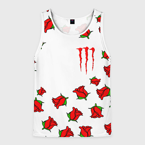 Мужская майка без рукавов Monster energy steel rose / 3D-Белый – фото 1
