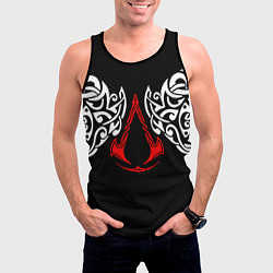 Майка-безрукавка мужская Силуэт ворона - Aссасинс Крид, цвет: 3D-черный — фото 2