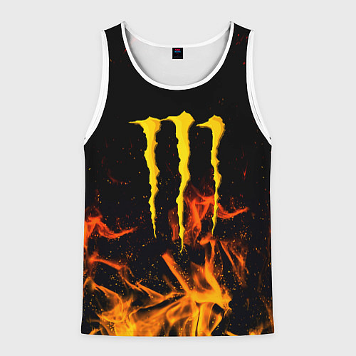 Мужская майка без рукавов Monster energy orange fire / 3D-Белый – фото 1