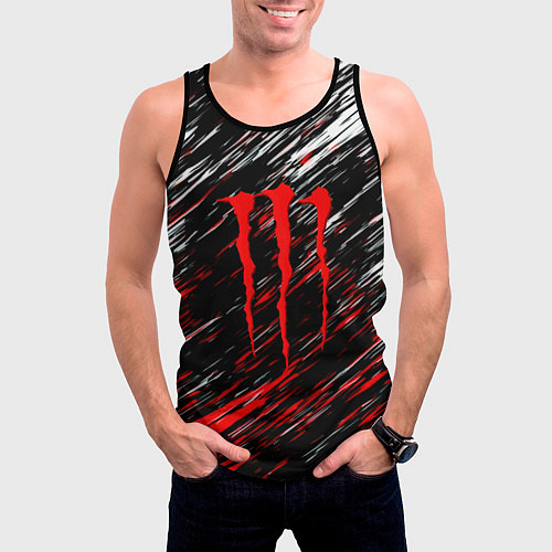 Мужская майка без рукавов Monster energy полосы красок / 3D-Черный – фото 3