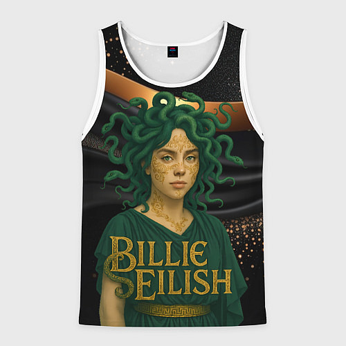 Мужская майка без рукавов Билли Айлиш в образе Гаргоны / 3D-Белый – фото 1