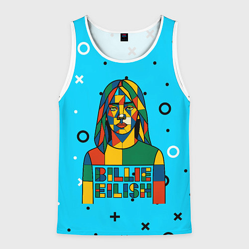 Мужская майка без рукавов Билли Айлиш из разноцветной мозаики / 3D-Белый – фото 1