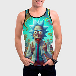 Майка-безрукавка мужская Рик Санчес в окружении сказочных монстров - нейроа, цвет: 3D-черный — фото 2