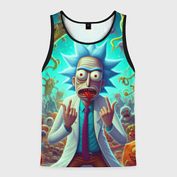 Майка-безрукавка мужская Рик Санчес в окружении сказочных монстров - нейроа, цвет: 3D-черный