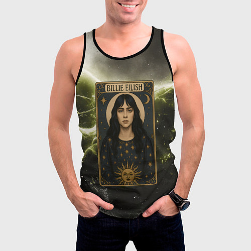Мужская майка без рукавов Карта с Билли Айлиш / 3D-Черный – фото 3