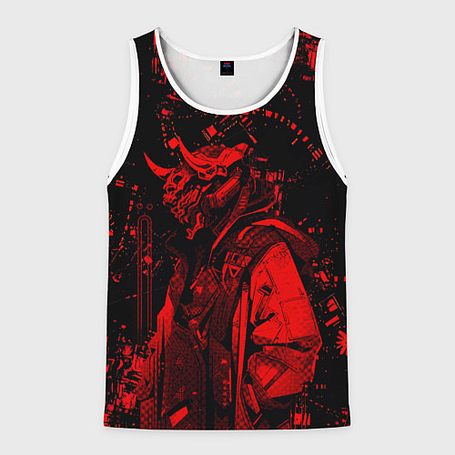 Мужская майка без рукавов Кибернетический Они / 3D-Белый – фото 1