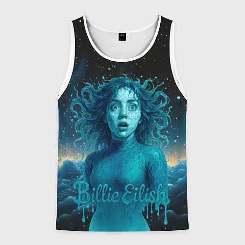 Мужская майка без рукавов Билли Айлиш из волн / 3D-Белый – фото 1