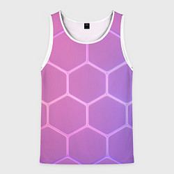 Майка-безрукавка мужская Розовые неоновые соты, цвет: 3D-белый