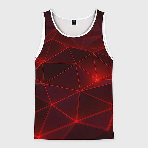 Мужская майка без рукавов Красные полигоны с неоном / 3D-Белый – фото 1
