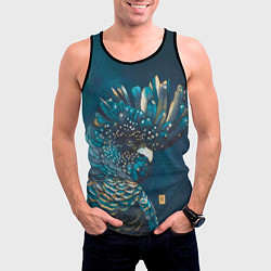 Майка-безрукавка мужская Попугай акварельный - big picture, цвет: 3D-черный — фото 2