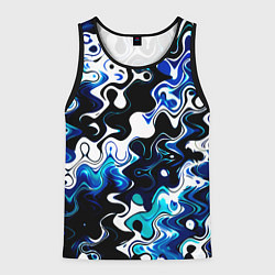 Майка-безрукавка мужская Абстракция разлитые краски чёрно-сине-белый, цвет: 3D-черный