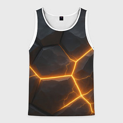 Майка-безрукавка мужская Черные плиты с оранжевой молнией, цвет: 3D-белый