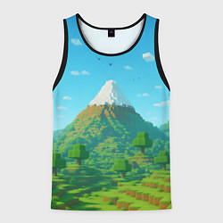 Мужская майка без рукавов Пейзаж Minecraft с горой со снежной шапкой