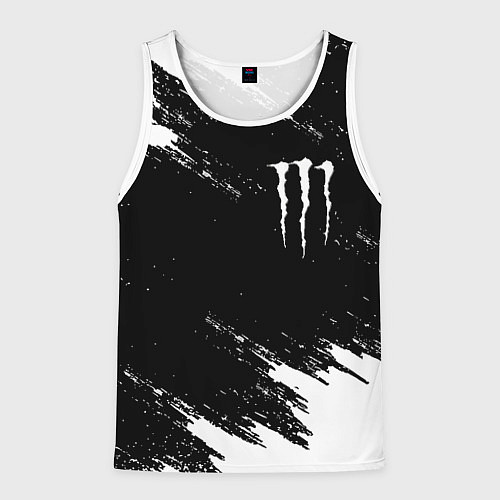 Мужская майка без рукавов Monster energy краски штрихи белые / 3D-Белый – фото 1