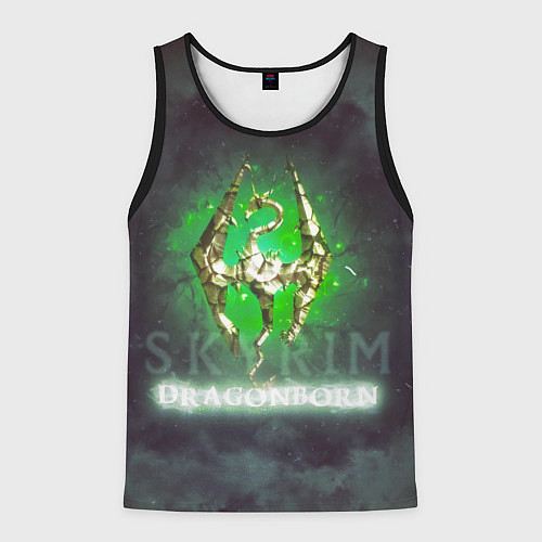 Мужская майка без рукавов Skyrim gold logo Dragonborn / 3D-Черный – фото 1